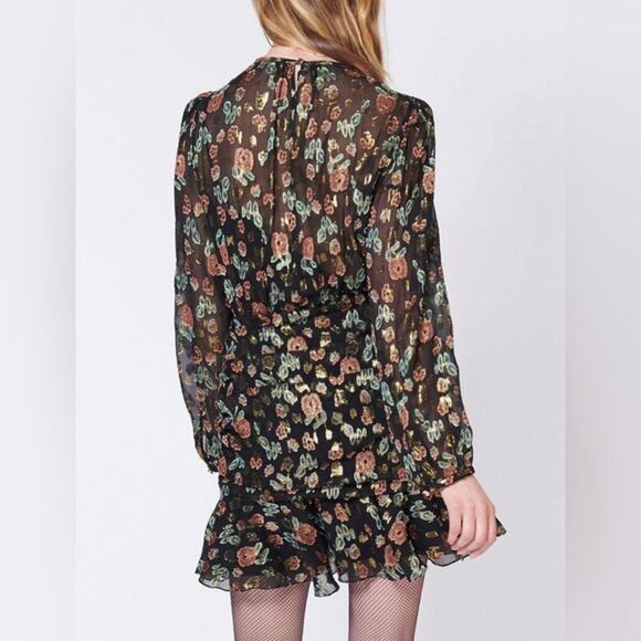 Veronica Beard Robin Silk Blend Jacquard Dress Women's 8 Gold Metallic Holiday - Picture 2 of 12